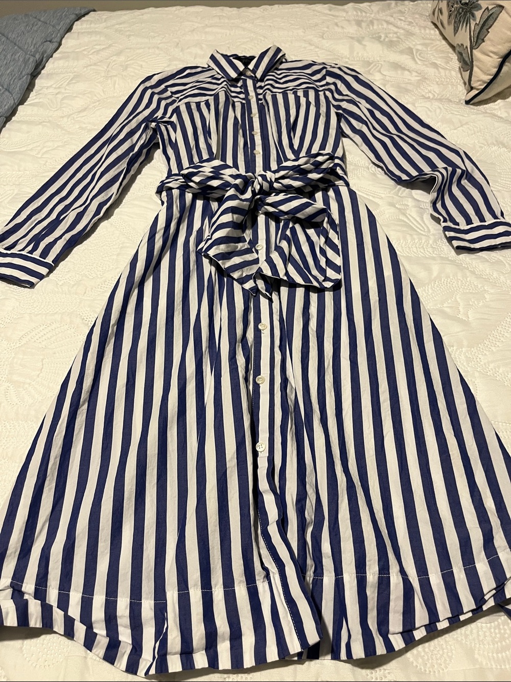 J. Crew Purple and White Striped Long-Sleeve Shirt Dress - Picture 12 of 16